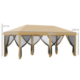 Outsunny 6 X 3(M) Pop Up Party Tent Canopy With 6 Removable Sidewalls Beige - thumbnail 3