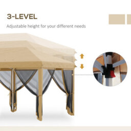 Outsunny 6 X 3(M) Pop Up Party Tent Canopy With 6 Removable Sidewalls Beige - thumbnail 7