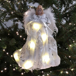 Samuel Alexander 30Cm Battery Powered Light Up Christmas Angel Tree Topper With Leds