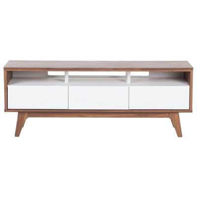 Wyld And Coco Aurora Tv Stand Dark Brown And White Gloss With Three Drawers And Cable Management - image 1