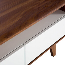 Wyld And Coco Aurora Tv Stand Dark Brown And White Gloss With Three Drawers And Cable Management - thumbnail 9