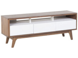 Wyld And Coco Aurora Tv Stand Dark Brown And White Gloss With Three Drawers And Cable Management - thumbnail 3