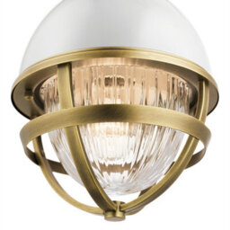 Luminosa Lighting Luminosa Kichler Tollis Globe Pendant Ceiling Light Natural Brass & White - thumbnail 2