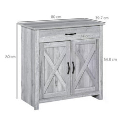 Wyld Haus Toro Noyo Grey Grain Farmhouse Sideboard With Sliding Barn Doors, 80Cm X 39.7Cm X 80Cm - thumbnail 3