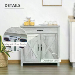 Wyld Haus Toro Noyo Grey Grain Farmhouse Sideboard With Sliding Barn Doors, 80Cm X 39.7Cm X 80Cm - thumbnail 6