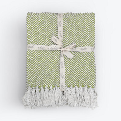 Allure Bath Fashions Audley Cotton Herringbone Sofa Throw Blanket (Green, 150 X 200Cm) - image 1
