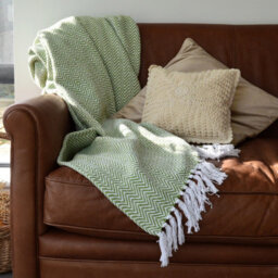 Allure Bath Fashions Audley Cotton Herringbone Sofa Throw Blanket (Green, 150 X 200Cm) - thumbnail 3