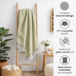 Allure Bath Fashions Audley Cotton Herringbone Sofa Throw Blanket (Green, 150 X 200Cm) - thumbnail 2