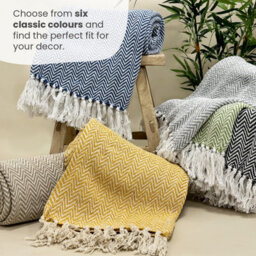 Allure Bath Fashions Audley Cotton Herringbone Sofa Throw Blanket (Green, 150 X 200Cm) - thumbnail 7