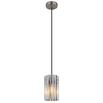 Luminosa Lighting Luminosa Cayden Slim Pendant Ceiling Light Nickel Matt Clear Glass Shade 1X E27 - image 1