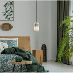Luminosa Lighting Luminosa Cayden Slim Pendant Ceiling Light Nickel Matt Clear Glass Shade 1X E27 - thumbnail 5