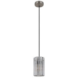 Luminosa Lighting Luminosa Cayden Slim Pendant Ceiling Light Nickel Matt Clear Glass Shade 1X E27 - thumbnail 2