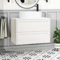 Royal Bathrooms Royal Bathroom Elmore 800mm Classic White Wall Mounted Countertop Bathroom Vanity Unit 2 Drawer With Peak Basin - thumbnail 1