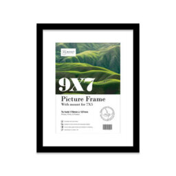 "9X7"" Black Frame With Mount For 7X5"" Pictures 20mm Slim Edge Portrait And Landscape Display With Wall Hooks And Kickstand" - thumbnail 1
