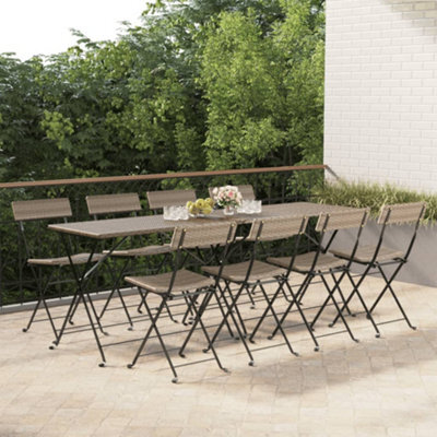 Berkfield Folding Bistro Chairs 8 Pcs Grey Poly Rattan And Steel - image 1