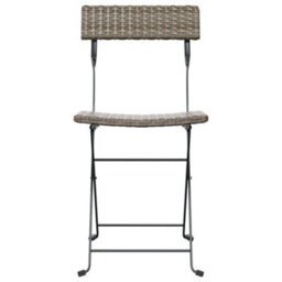 Berkfield Folding Bistro Chairs 8 Pcs Grey Poly Rattan And Steel - thumbnail 4
