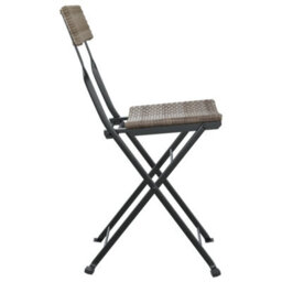 Berkfield Folding Bistro Chairs 8 Pcs Grey Poly Rattan And Steel - thumbnail 6