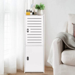3-Tier Bathroom Storage Cabinet White Waterproof Freestanding - thumbnail 4