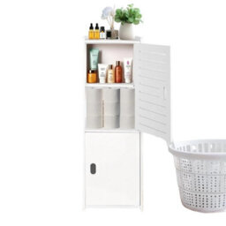 3-Tier Bathroom Storage Cabinet White Waterproof Freestanding - thumbnail 1