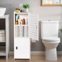 3-Tier Bathroom Storage Cabinet White Waterproof Freestanding - thumbnail 3
