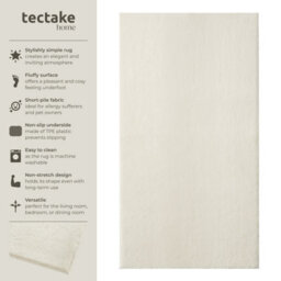 Tectake Rug Zonelle Short Pile And Ultra-Soft Carpet In Rectangular Or Round Design 60 X 110 Cm - Cream - thumbnail 2