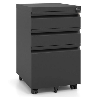 3-Drawer Mobile File Cabinet Rolling Metal Filing Cabinet W/5 Casters & 2 Keys - image 1