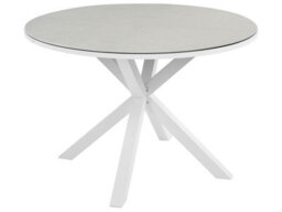 Beliani Garden Dining Table Maletto 120 Cm 120 Cm Glass Taupe