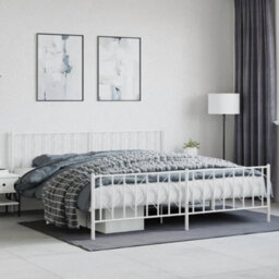 Berkfield Metal Bed Frame Without Mattress With Footboard White 200X200Cm - thumbnail 1