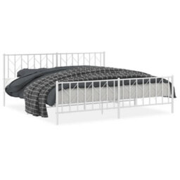 Berkfield Metal Bed Frame Without Mattress With Footboard White 200X200Cm - thumbnail 2