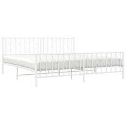 Berkfield Metal Bed Frame Without Mattress With Footboard White 200X200Cm - thumbnail 3