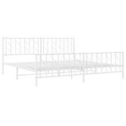 Berkfield Metal Bed Frame Without Mattress With Footboard White 200X200Cm - thumbnail 4