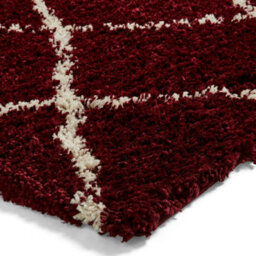 Modern Rug, Red Cream Shaggy Rug, 45mm Thick Moroccan Rug, Geometric Rug For Bedroom, & Dining Room-120Cm X 170Cm - thumbnail 3