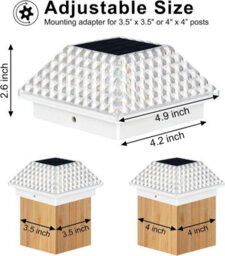 Taylor & Brown 4 Pack Solar Post Lights - Waterproof Outdoor Fence & Deck Lamps For 3.5X3.5/4X4 Posts, Garden & Patio Décor - thumbnail 7
