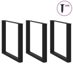 Berkfield Dining Table Legs U-Shaped 3 Pcs Black 90X(72-73) Cm Steel - thumbnail 3