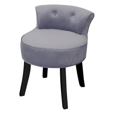 Grey Velvet Upholstered Dressing Stool - image 1