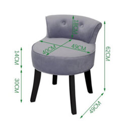 Grey Velvet Upholstered Dressing Stool - thumbnail 2