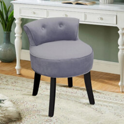 Grey Velvet Upholstered Dressing Stool - thumbnail 3