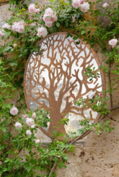 Mirroroutlet Small Bird Tree Design Round Garden Mirror 60 X 60 Cm 2Ft X 2Ft - thumbnail 1