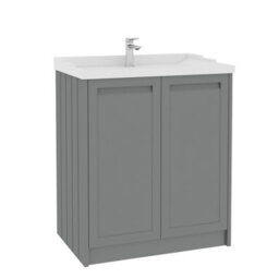 Royal Bathrooms Elmore 700mm Floor Standing 2 Door Bathroom Vanity Unit With Traditional Ceramic Basin Sink - Matt Pebble Grey - thumbnail 6