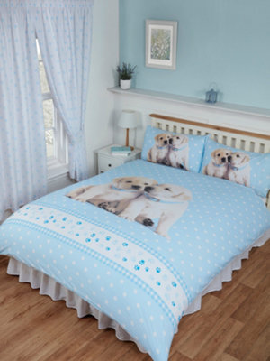 Rachael Hale Single Bed Luke & Leia Duvet Cover Set Puppy Dogs Blue White - image 1