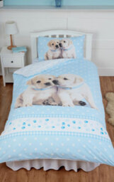 Rachael Hale Single Bed Luke & Leia Duvet Cover Set Puppy Dogs Blue White - thumbnail 2