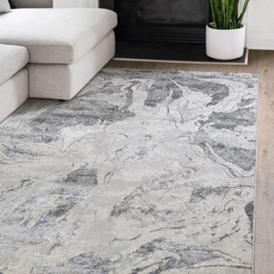 The Rug Edit Ritz Abstract Metallic Charcoal Living Room Rug - 200X275Cm - image 1