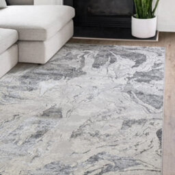 The Rug Edit Ritz Abstract Metallic Charcoal Living Room Rug - 200X275Cm