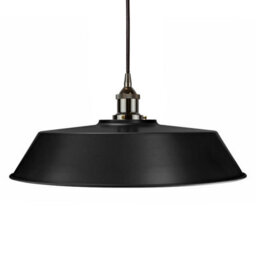 Matt Black Large Chancery Painted Dome Pendant Light With Black Nickel Lamp Holder And Black Round Cable - Se Home - thumbnail 1