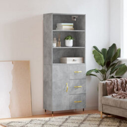 Berkfield Highboard Concrete Grey 69.5X34X180 Cm Engineered Wood - thumbnail 1