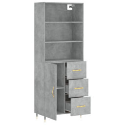 Berkfield Highboard Concrete Grey 69.5X34X180 Cm Engineered Wood - thumbnail 4