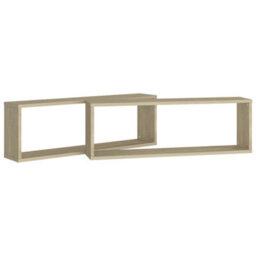 Berkfield Wall Cube Shelf 2 Pcs Sonoma Oak 80X15X26.5 Cm Engineered Wood - thumbnail 5