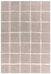 Grey Chequered Wool Modern Shaggy Handmade Rug For Living Room Bedroom & Dining Room-160Cm X 230Cm - thumbnail 6