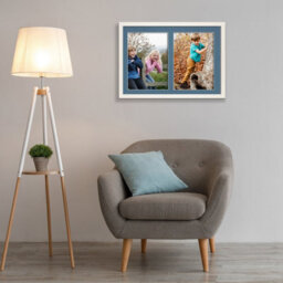 AK Frames 20X14 White Sleek Multi Photo Frame With Pompadour Mount - Holds 2 Apertures (2X) A4 Photos - thumbnail 3
