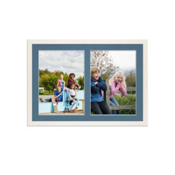 AK Frames 20X14 White Sleek Multi Photo Frame With Pompadour Mount - Holds 2 Apertures (2X) A4 Photos - thumbnail 1